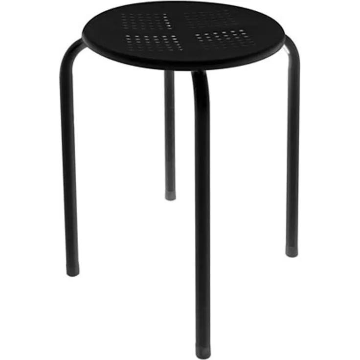 Robuster und stabiler Hocker aus pulverbeschichtetem Stahl - schwarz