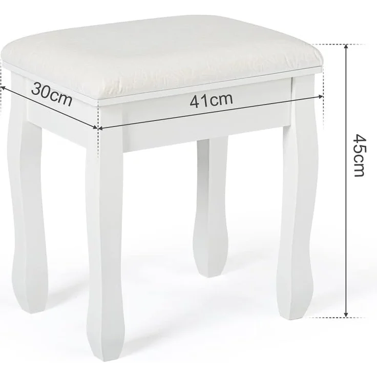 Mondeer Hocker Schminktisch, Schminkhocker, Sitzhocker Gepolstert, Rosenmuster Klavierhocker MDF Holz für Ankleidezimmer Schlafzimmer Eingang Flure, Weiß – Bild 3
