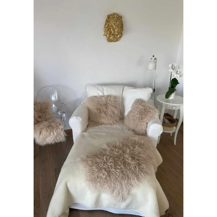 Lammfell Tibet Beige Größe: 80-90 – Bild 3
