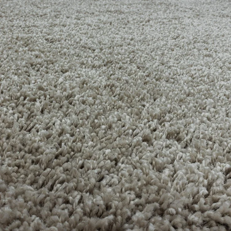 Carpetsale24 Shaggy Hochflor Teppich Wohnzimmer 200 cm Rund Natur - Modern Flauschiger Teppich Extra Weich, Pflegeleicht und Einfarbig - Ideal als Teppich für Schlafzimmer, Esszimmer und Küche – Bild 4