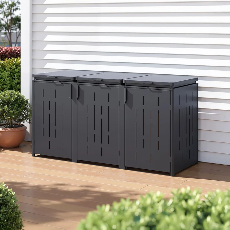 Weide Mülltonnenschrank XL | aus Stahl | 2250L | in Anthrazit 225x83x120cm – Bild 3
