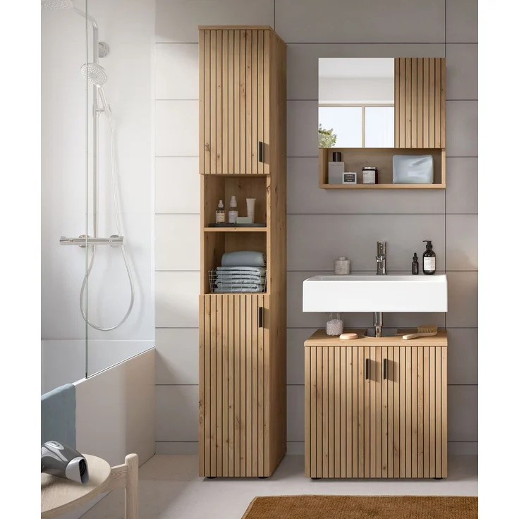Badkombination B/H/T: 105x192x30 cm in Artisan Oak Nachbildung und -- – Bild 6