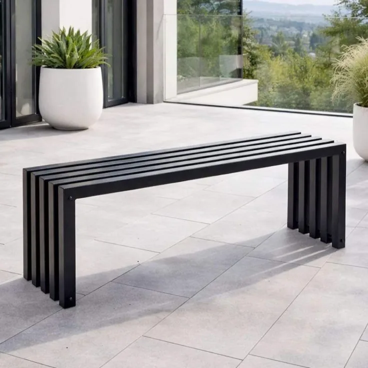 DanDiBo Gartenbank Metall Massiv Wetterfest Schwarz 120 cm Sitzbank Modern 96245 Ida Parkbank Eisen