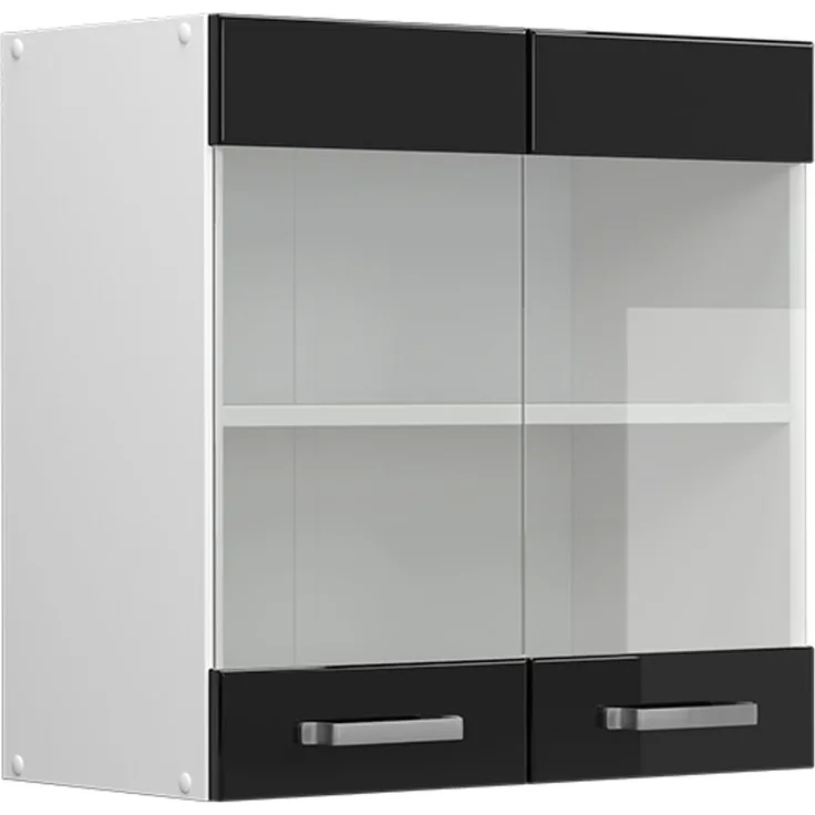 Küchenglasschrank R-Line Schwarz Hochglanz 60 cm Vicco