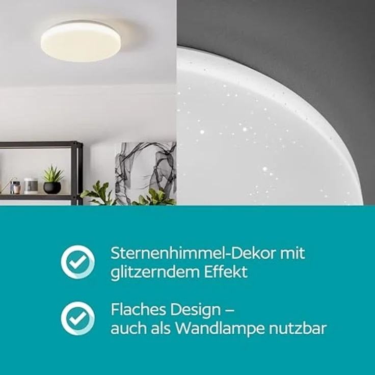 Eglo LED Deckenleuchte Pogliola-E weiß Ø 26 cm mit Kristalleffekt – Bild 4