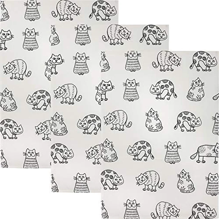Kracht Geschirrtuch Geschirrtuch "Katzenreihe" 3er-Pack, Halbleinen Motiv – Bild 2