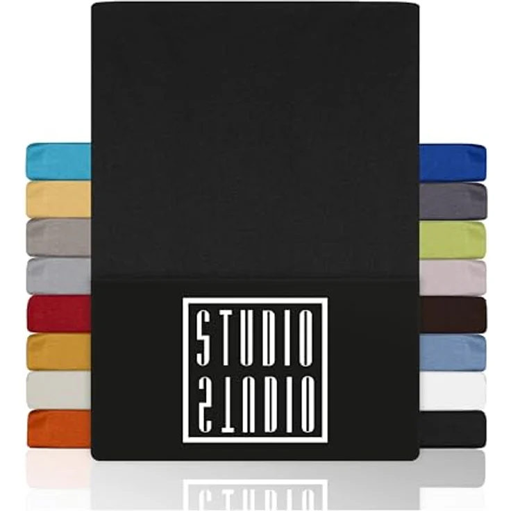STUDIO Basic Doppelpack Spannbettlaken 100x200 cm, 100% gekämmte Baumwolle, Oeko-TEX 100, Markenqualität, 2er Set Bettlaken Jersey 100x200 - Anthrazit – Bild 2