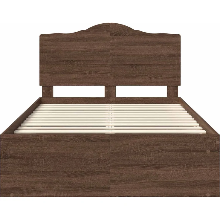 vidaXL Bettrahmen Braun Eichen-Optik 120 x 200 cm Massives Kiefernholz 3413332 – Bild 6