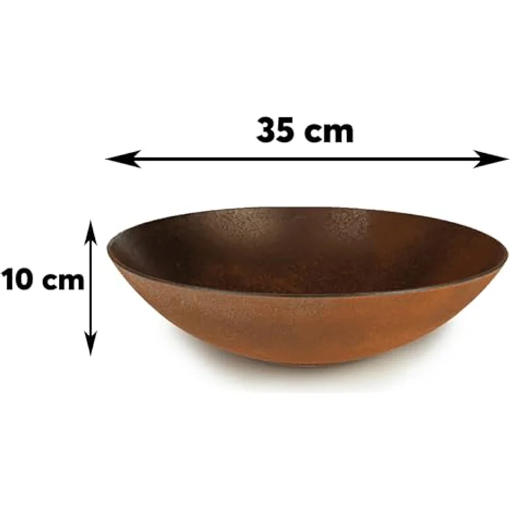 matches21 HOME & HOBBY Blumentopf Flache Pflanzschale für draussen Dekoschale rund Rost-Optik 35 cm (1 St), Blumen-Schale als wetterfeste Friedhof-Schale Grab-Schmuck Grabschale – Bild 3