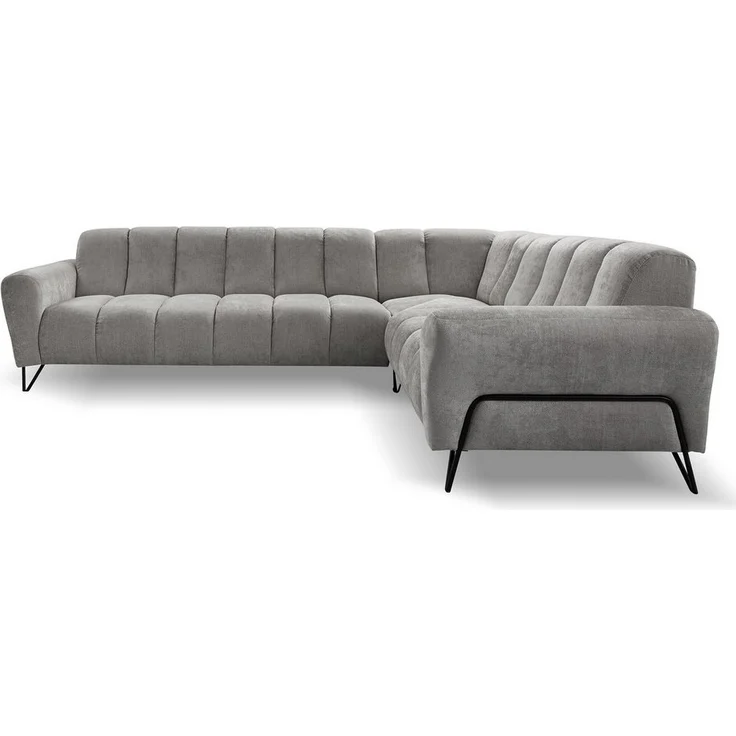 Beautysofa Ecksofa mit Metallbeine in schwarzer VOLARE L, mit höchstem Sitzkomfort, ohne Schlaffunktion – Bild 2
