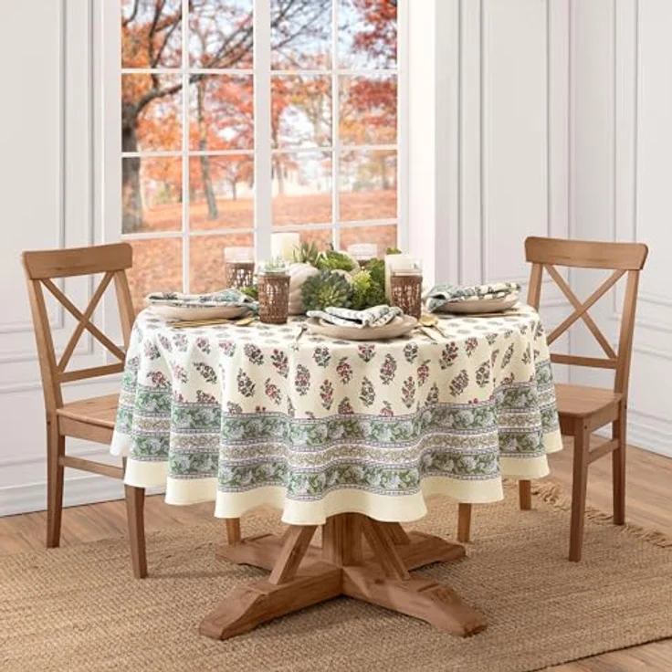 Elrene Home Fashions Ovale Tischdecke mit Nomaden-Ernteblockdruck, Herbst/Erntedankfest, 152,4 x 213,4 cm – Bild 2