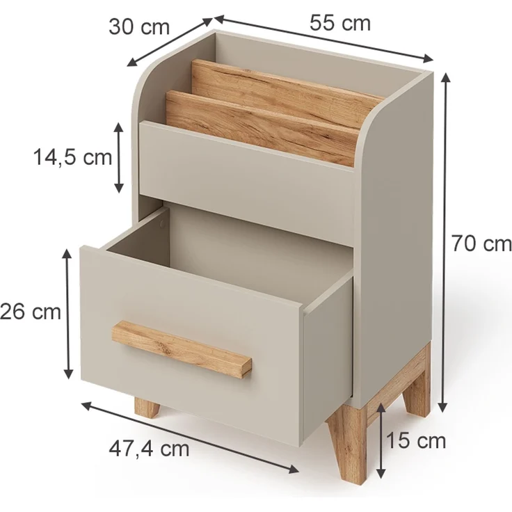 Bücherregal Malia Cashmere 55x70 cm mit Schublade Vitalispa – Bild 2