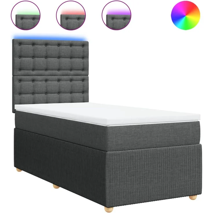 vidaXL Boxspringbett mit Matratze Dunkelgrau 80x200 cm Stoff 3294198 – Bild 2
