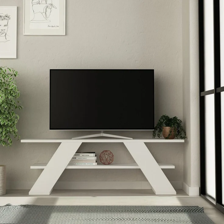 Decortie TV-Schrank Farfalla Moderner TV-Ständer, Multimedia-Center, TV-Möbel, 120 x 33,5 x 40 cm – Bild 1