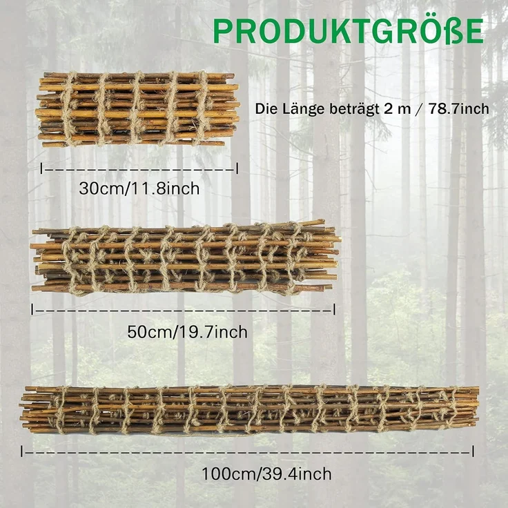 Coradoma Rankhilfe aus Weide für Kletterpflanzen 75x200 cm | Rankgitter mit Juteschnur, Gartenstütze für Pflanzenwachstum und Dekoration, Ranknetz Rankleiter – Bild 3