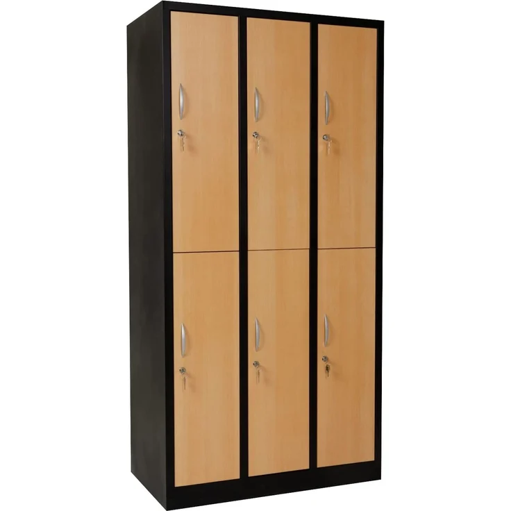 Garderobenschrank 6- türig schwarz/Buche Dekor – Bild 3