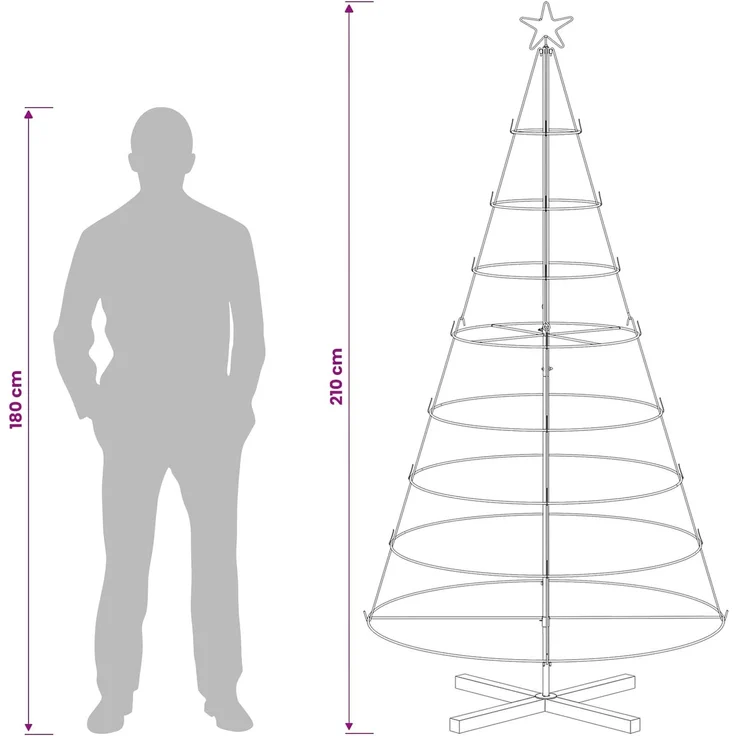 vidaXL Metall Weihnachtsbaum KUOPIO 210 cm Stahl Weiß 42053815 – Bild 7