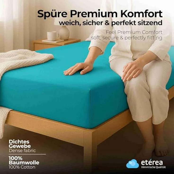 etérea Comfort Jersey Spannbettlaken Ocean 180x200 cm - 200x200 cm – Bild 3