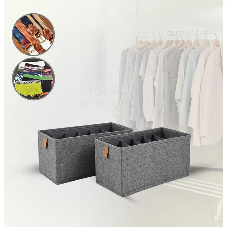 hausleben Organizer 2er Set Aufbewahrungsbox mit 6 Fächern, Faltbare Stoffbox 30x15x15cm – Bild 1