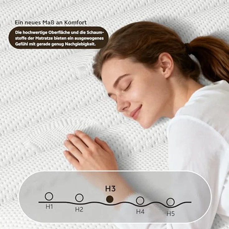 Matoresu Matratze 140x200 cm 7-Zone Härtegrad H3 Höhe/Öko-Tex Zertifiziert, 21 cm Taschenfederkernmatratze mit Memory Foam Bett Matratze 140 x 200 x 21 cm – Bild 5