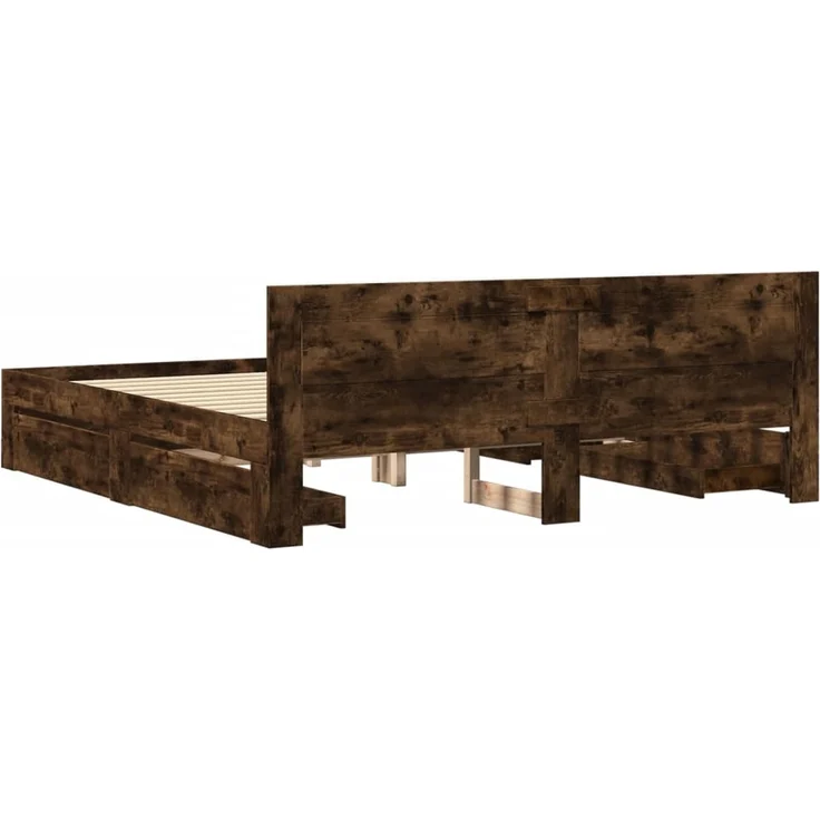 vidaXL Bettgestell mit Kopfteil Räuchereiche 180x200 cm Holzwerkstoff 3295545 – Bild 6