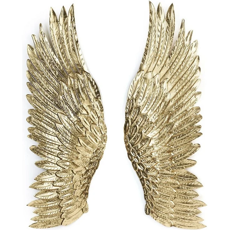 Kobolo Wandbild Wanddeko Set ANGELO Engelsflügel Metall gold 2 Stk, Flügel, im 3D Look – Bild 2