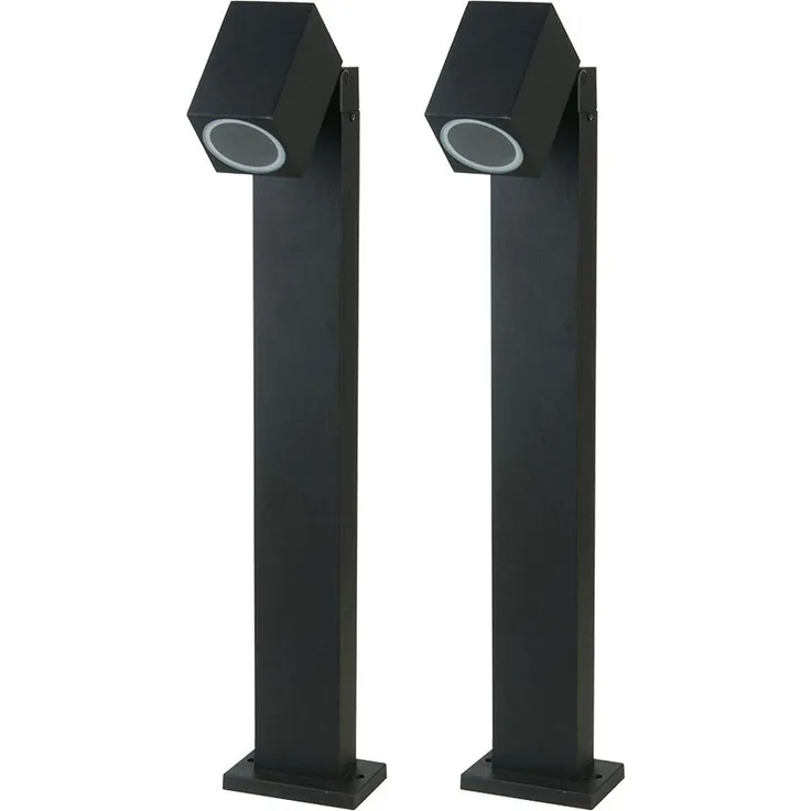 2er Set Stehlampen, Alu, schwarz, beweglicher Spot, H 80 cm