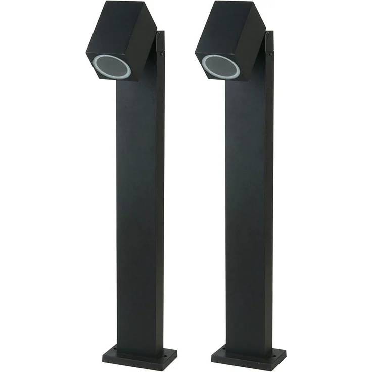 2er Set Stehlampen, Alu, schwarz, beweglicher Spot, H 80 cm – Bild 1
