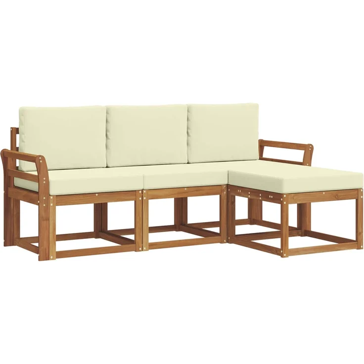 vidaXL Outdoor-Sofagarnitur mit Kissen 4 pcs Natur und Creme 3366218 – Bild 2