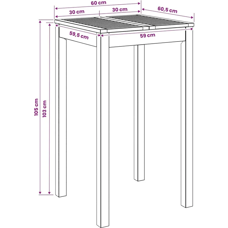 vidaXL Gartenbar-Tisch LAREN Weiß gewaschen 60 x 60,5 x 105 cm 901718 – Bild 7