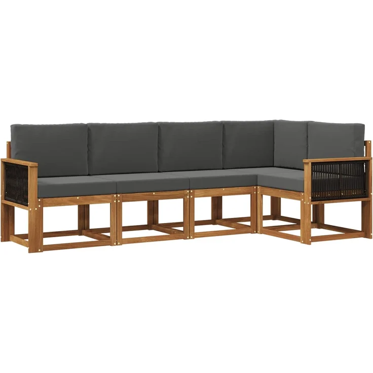 vidaXL Outdoor-Sofagarnitur 5 stk. 5-Sitzer Natur und Anthrazit 3385213 – Bild 2