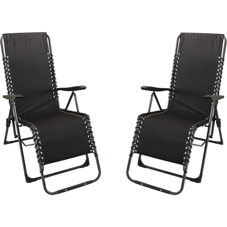 Kynast 2 x Garten Relax Liegestuhl Kopfkissen Black Klappstuhl mit Kopfpolster – Bild 2