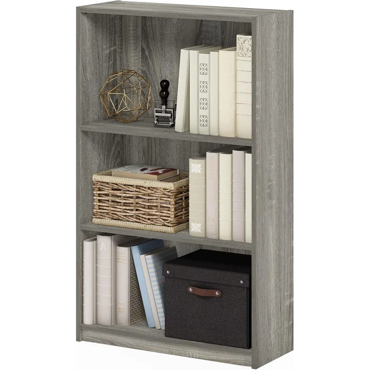 Furinno JAYA Einfaches Bücherregal, Französisches Eichengrau, 24. 13x62. 23x102. 36 cm – Bild 1