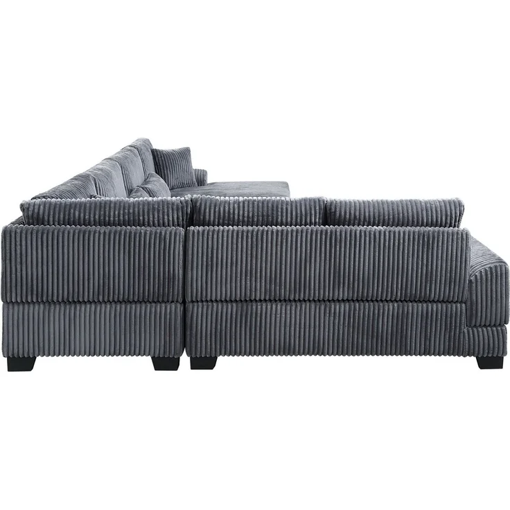 ATLANTIC home collection Wohnlandschaft Miron, U-Form, Breite: 332cm, weicher XXL-Cordbezug, inklusive 6 Zierkissen – Bild 3