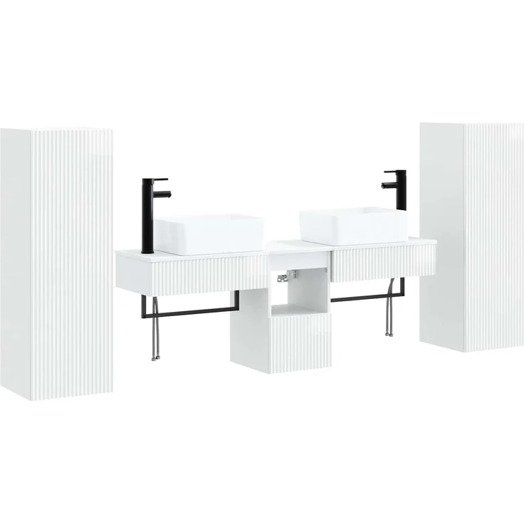 vidaXL Badezimmerschrank-Set 5 stk. Hochglanz Weiß 136 x 35 x 80 cm 3405977 – Bild 2
