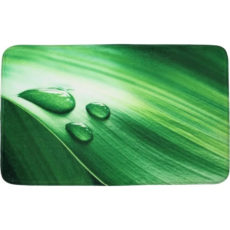 Sanilo Badematte Green Leaf, rutschhemmend, waschbar, schnelltrocknend, Polyester, rechteckig, sehr weich, hochwertig & modern, 50 x 80 cm oder 70 x 110 cm