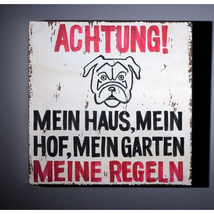 Sit Möbel Wall Art Deko Holzschild Achtung im Vintage Look Rot 30x4x30 cm