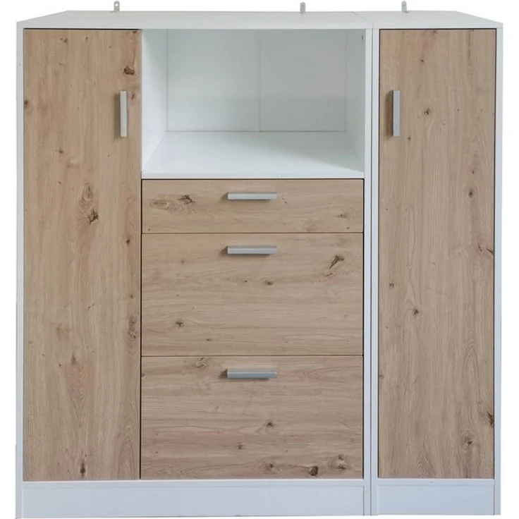 HTI-Line Küchenbuffet Küchenschrank Kombi L und S Blanca (Set, 2-St, 1x Küchenschrank Kombi L Blanca, 1x Küchenschrank Kombi S Blanca) Küchenbuffet Mehrzweckschrank Mikrowellenschrank – Bild 4
