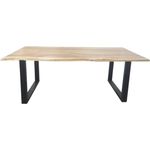 Tisch Platte antikfinish, Gestell schwarz lackiert Platte Akazie, Gestell Stahl (200x100 cm)