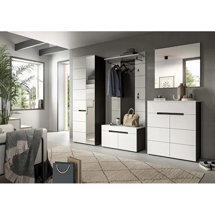 xonox. home - Paneel Canu 80 x 145 x 29 cm in Basalt grau und weiß Nb. - Wandpaneel Wandboard Wandgarderobe Garderobenwand Garderobenpaneel Flurpaneel - modern & stilvoll – Bild 5