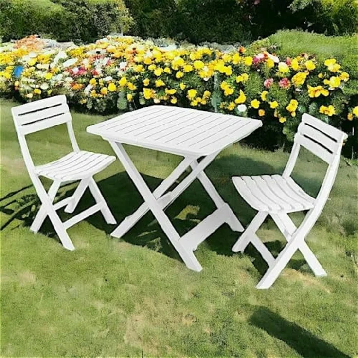 Dmora Outdoor-Set bestehend aus: 2 Stühlen und 1 Tisch, Made in Italy, Farbe weiß – Bild 4