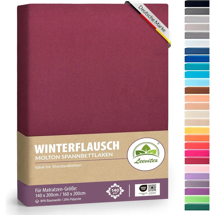 leevitex® Spannbettlaken für kalte Nächte – angenehm weich, passgenau, farbstark & pflegeleicht, Thermo-Fleece, Gummizug: Rundum, (1 Stück), OEKO-TEX zertifiziert, hautfreundlich, 40 cm Steghöhe, elastisch