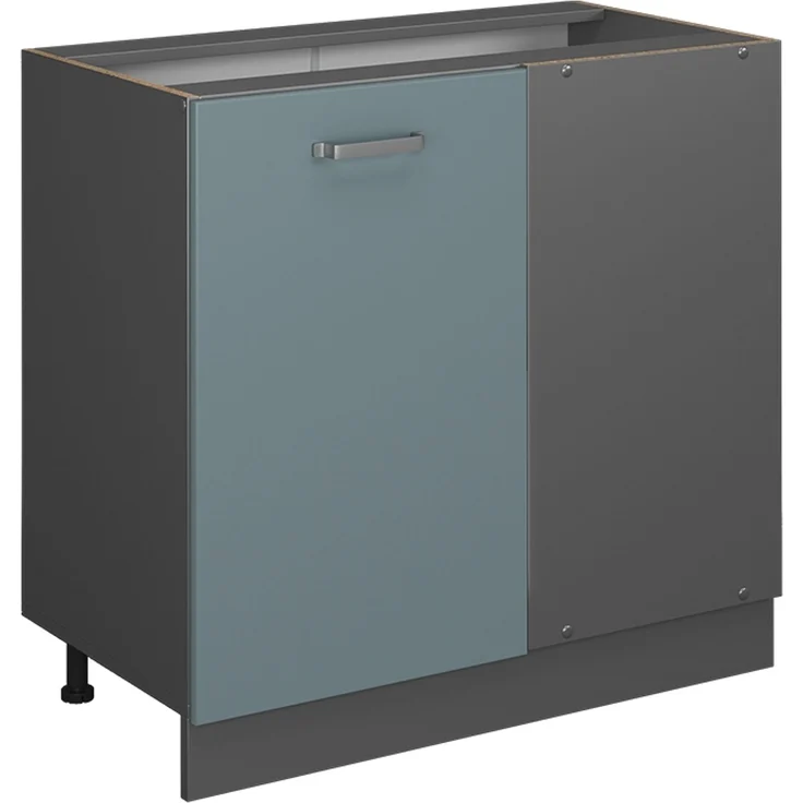 Eckunterschrank R-Line Blau-Grau 86 cm ohne Arbeitsplatte Vicco – Bild 1