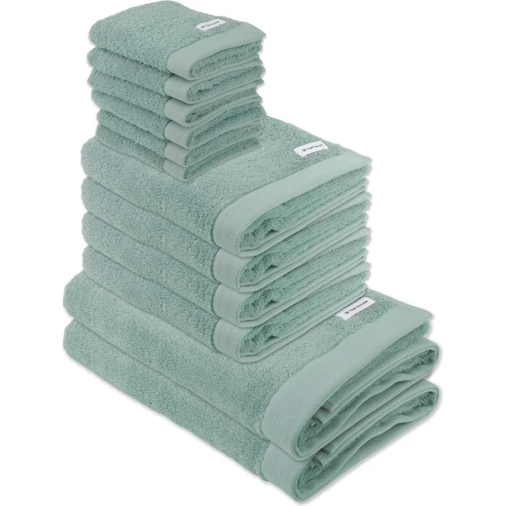 TOM TAILOR Handtuch Set, 12-tlg. - Color Bath, 2x Duschtuch, 4x Handtuch, 6x Gästetuch Grün Set