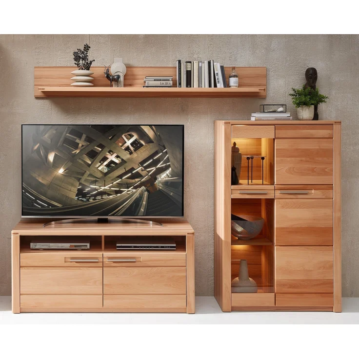 Wohnwand >Nature One< (3-teilig) Kernbuche teilmassiv - 260x170x45cm (BxHxT) – Bild 1