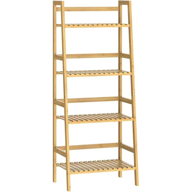 Casaria Standregal mit 4 Ebenen, Bambus natur, 48 x 32 x 123 cm