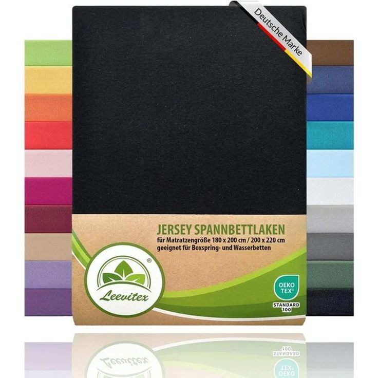 leevitex® Spannbettlaken für Boxspringbetten & Wasserbetten - Spannbetttuch 170 g/m², Gummizug: rundum, 100% Mako-Baumwolle, sehr robust, 180x200 – 200x220 cm + 40 cm Steg – Bild 4