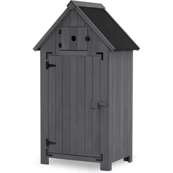 Divit Pflanzkübel Gartenschrank wetterfest Geräteschuppen Holz 65 x 46 x 137 cm IG10 gra – Bild 2