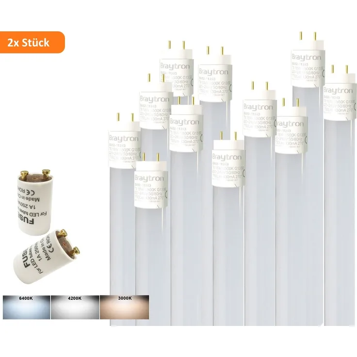 2x 150cm LED Röhre G13 T8 Leuchtstofföhre Tube / 24W Warmweiß (3000K) 2430 Lumen 270° Abstrahlwinkel / inkl. Starter 2er Pack/ milchweiße Abdeckung