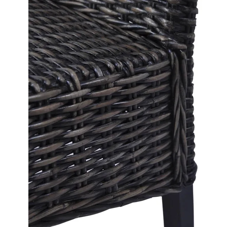 vidaXL Esszimmerstühle 2 Stk. Schwarz Kubu-Rattan und Mahagoniholz 246656 – Bild 8